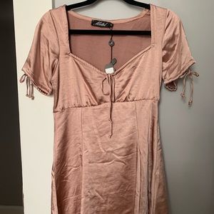 Guenette Dress in Satin Dusty Rose